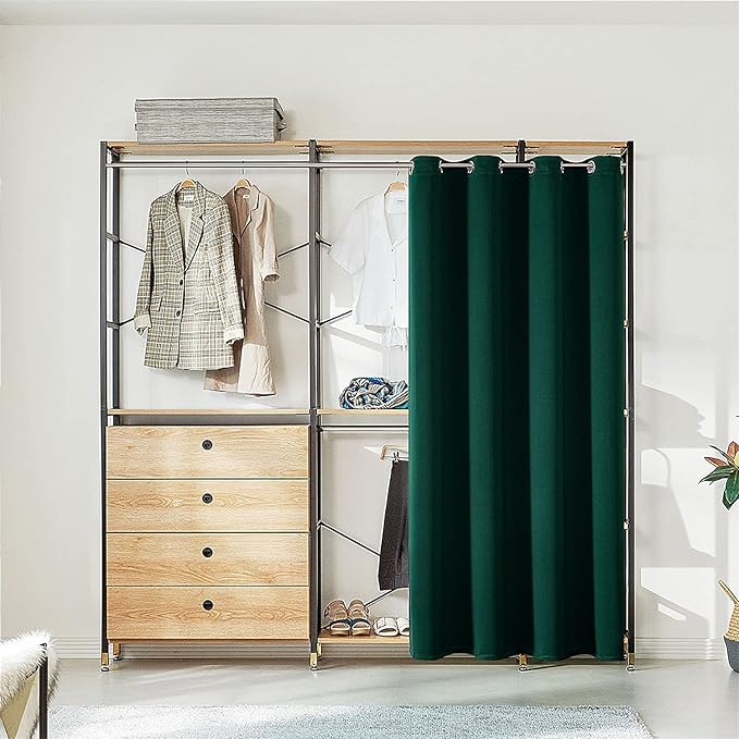 ChrisDowa Blackout Door Curtains for Doorway Privacy, Grommet Closet Curtain for Bedroom Closet Door, Thermal Insulated Doorway Cover Room Divider Drapes (1 Panel, Forest Green, 34 x 80 Inch)