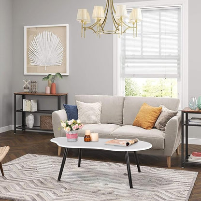 Small Coffee Table Cloud Shaped Irregular Center Table for Living Room Unique White Wood Grain Top Floor Table for Small Space Apartment