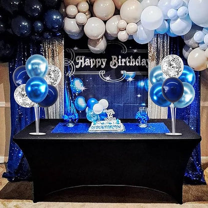 TONIFUL 4 Set Metallic Blue Silver Balloon Stand Centerpiece Table Decorations for Men's Birthday,Father's Day Retirement,Blue Party Decoration,Graduation Decorations 2026,Baby Shower