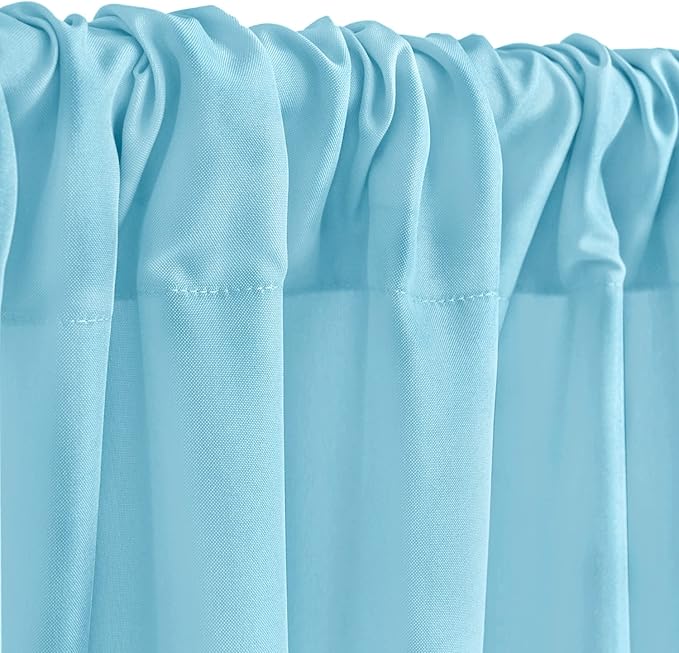 Hiasan Baby Blue Backdrop Curtains for Parties, Polyester Photography Backdrop Drapes for Family Gatherings, Wedding Decorations, 5ftx7ft, Set of 2 Panels