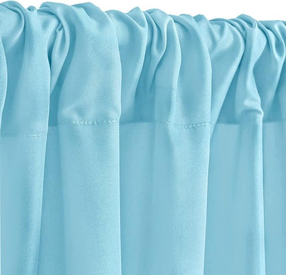 Hiasan Baby Blue Backdrop Curtains for Parties, Polyester Photography Backdrop Drapes for Family Gatherings, Wedding Decorations, 5ftx7ft, Set of 2 Panels