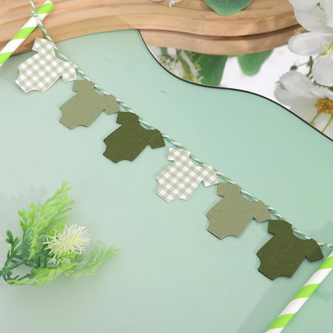Green Baby Shower Cake Topper - Green Bodysuit Gingham Cake Topper,Gender Reveal Decor,Baby Shower Cake Decorations,Gingham Onesie Party Decorations (green-2)