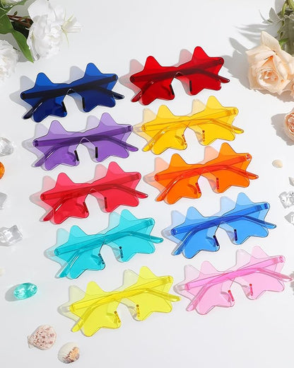 40 Pairs Rimless Star Sunglasses Bulk Wholesale Transparent Candy Color Star Glasses for Women Men Party Favors
