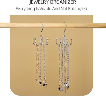 ZEDODIER 4 Pack Belt Organizer for Closet, Heavy-Duty Rotating Belt Hanger Rack Holds Multiple Belts, Hanging Space Saving Metal Belt Holder for Closet Storage, Silver