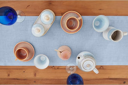 Solino Home Linen Sky Blue Table Runner 48 Inches - 100% Pure Linen Short Table Runner 14 x 48 Inch Ideal for Dresser and Coffee Tables - Fete - Christmas, Holiday, New Year