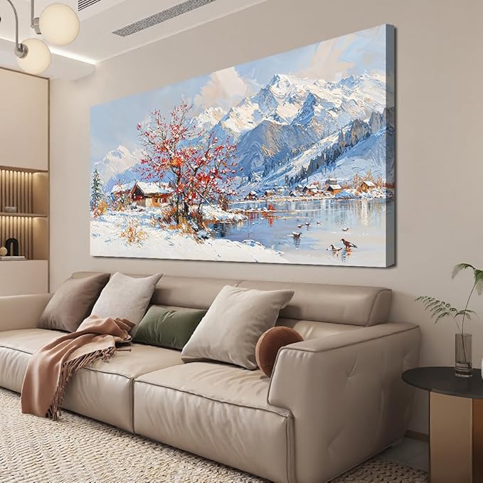 Canvas Oversized Wall Art Prints Wall Art Pictures for Living Room Landscape Farmhouse Large Wall Art Decorations Canvas Art Wall Decor Red Tree Flower Artwork For Walls Bedroom Home Decor 29" X 58"