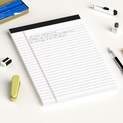 6pcs Small Note Pad 5x8 College Ruled Legal Pads Paper Notepads 6 Pack Study Back Writing Pads 5 x 8 Legal Pads Perforated Narrow Ruled Pads of Paper White