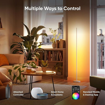 Nanoleaf Matter Smart Floor Lamp, LED Standing Lamps Work with Alexa, Music Sync Corner Lamp,16 Million Colors, 1700lm RGBTW Floor Lamp with Voice Control for Living Room, Ambient Lighting, White