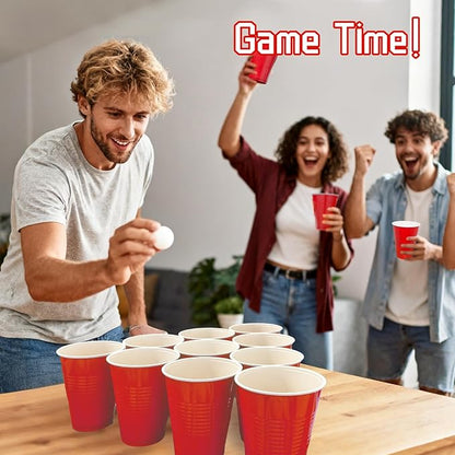 200 Count Plastic Cups Disposable - 16 oz Red Cups for Party Birthday Picnics Christmas Party
