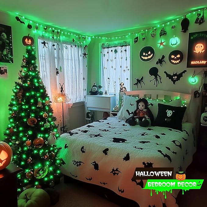 JMEXSUSS 200 LED Christmas Lights Outdoor, 66ft Connectable Green String Lights Plug in, 8 Modes Waterproof Green Christmas Lights for Outside Indoor Yard St Patrick's Day Tree Halloween Xmas Decor