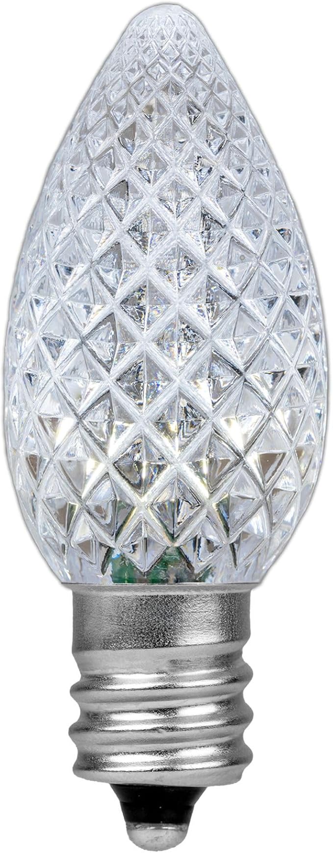 Novelty Lights 25PK C7 LED Faceted Ultra Bright Dimmable Outdoor Christmas Light Replacement Bulbs LED Replacement Bulbs, LED Bulbs, Outdoor Light Bulbs String Light Bulbs (Pure White)