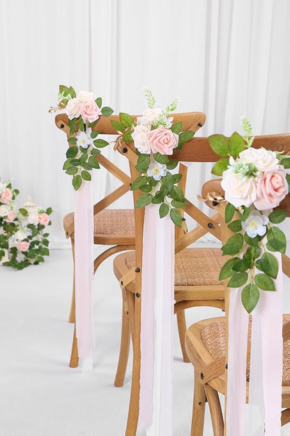 10 Wedding Aisle Decorations for Wedding Ceremony Pink Wedding Chair Decorations Flowers for Wedding Aisle Decor Church Pew Decorations