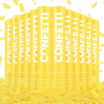 Confetti Cannon Yellow Biodegradable Confetti Poppers 12Pack Party Poppers Shooters Yellow Sticks for Wedding Graduation Engagement Anniversary Bridal Shower Valentines Day Birthday