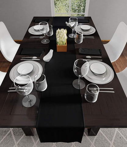Encasa XO Jet Black Cloth Napkins Set of 12, 17"x17" | Solid Color Cotton Dinner Napkins | Washable & Reusable Napkins for Dining Table Fall Decoration, Holiday & Christmas Festivals