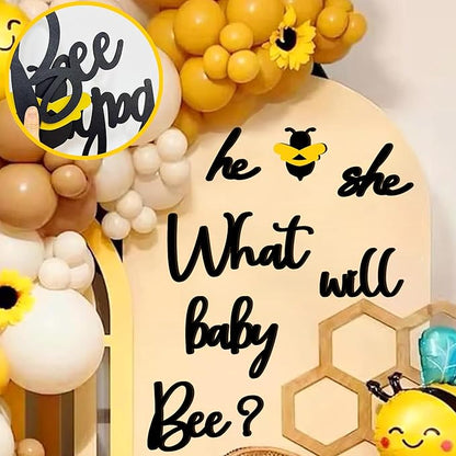 Wooden Baby Bee Gender Reveal Party Decorations Decal He or She What Will Baby Bee Babys Shower Signs for Backdrop Stickers Bumble Bees Theme Boy or Girl Letters for Balloon Arch Banner Supplies