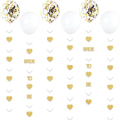 Gold Bride to Be Decorations Gold/White Heart Bride to Be Garland with Balloons for Bridal Shower Engaement Bachelorette Party
