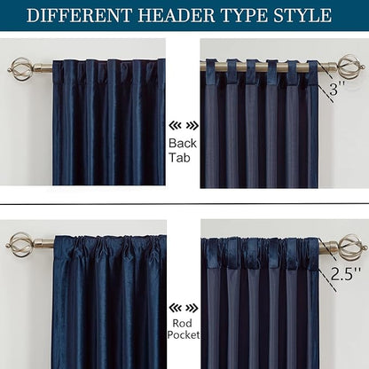 PRIMROSE Navy Blue Velvet Curtains 108 inch Long for Living Room,Set of 2 Panels Blackout Rod Pocket Back Tab Window Treatment Room Darkening Heavy Decorative Curtains Drapes for Bedroom