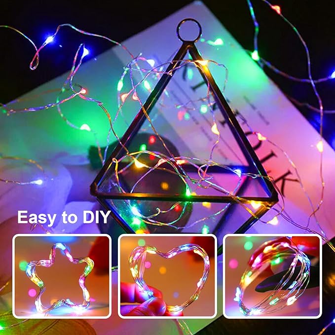 Easter String Lights Battery Operated, Mutilcolor LED Fairy Lights 16FT 50LED Silver Wire String Light Waterproof Easter Fairy Light Indoor for Bedroom Spring Party Christmas Decor(1, Mutilcolor)