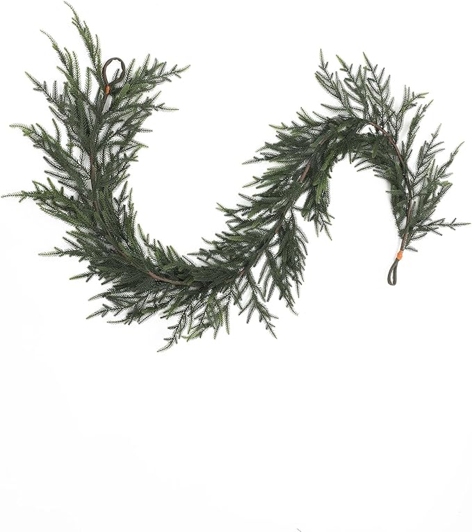 LuxenHome 6.5FT Unlit Christmas Garland, Artificial Greenery Garland with 1690 PE Tips, Realistic Christmas Pine Garland Holiday Decoration for Mantel, Staircase, Doorway Seasonal Decor