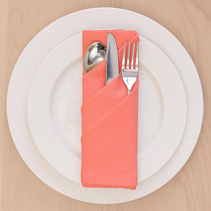 Encasa XO Coral Cloth Napkins Set of 6, 17"x17" | Solid Color Cotton Dinner Napkins | Washable & Reusable Napkins for Dining Table Fall Decoration, Holiday & Christmas Festivals