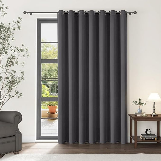 ChrisDowa Room Divider Curtain 84 Inches Long, Wide Blackout Sliding Door Curtain for Bedroom, Room Darkening Privacy Window Curtain for Patio Door (1 Panel Set, Dark Grey, 100 x 84 Inch)