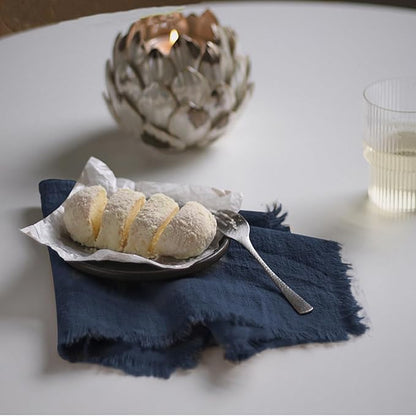 Handmade Cloth Napkins 100% Cotton Napkins with Fringe，Delicate Handmade Cloth Napkins for Dinners, Parties, Weddings and More，18 x 18 Inch Set of 4 - Navy Blue