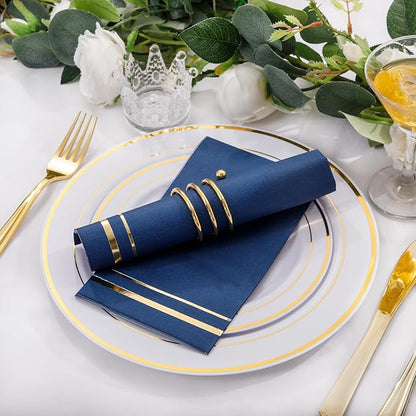 BUCLA 100-Count 3-Ply Disposable Napkins - Blue Paper Napkins Disposable Premium Quality - Dinner Napkins Disposable Soft, Absorbent for Parties, Weddings, Kitchen, Hanukkah and Cocktail Beverage