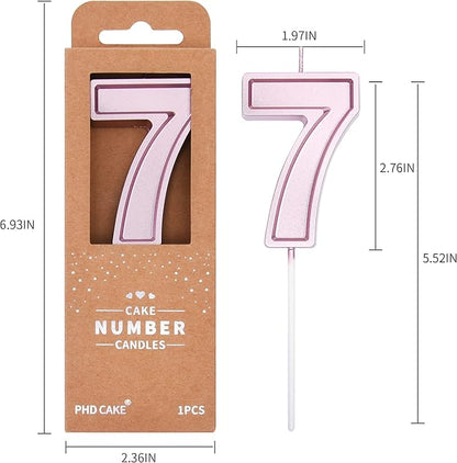PHD CAKE 2.76 Inch Luxe Rose Gold 7 Number Birthday Candles, Rose Gold Number Candles, Cake Number Candles, Party Celebration