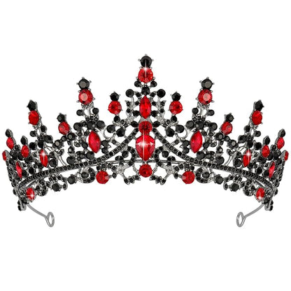 TOBATOBA Queen of Hearts Crown, Gothic Black Red Crown, Princess Tiaras for Women Girls, Baroque Quinceanera Headpieces for Birthday Prom Pageant Halloween