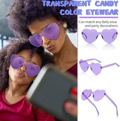 12/20/24 Pairs Heart Sunglasses for Women Men, Trendy Heart Shaped Rimless Transparent Sunglasses, Bachelorette Party