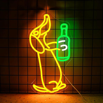 NOSUN Dog Beer Neon Sign Beer Neon Signs for Wall Decor Neon Bar Sign Animal Bar Light up Signs for Bedroom Men Cave Birthday Party Home Neon Sign Yellow Light Sign