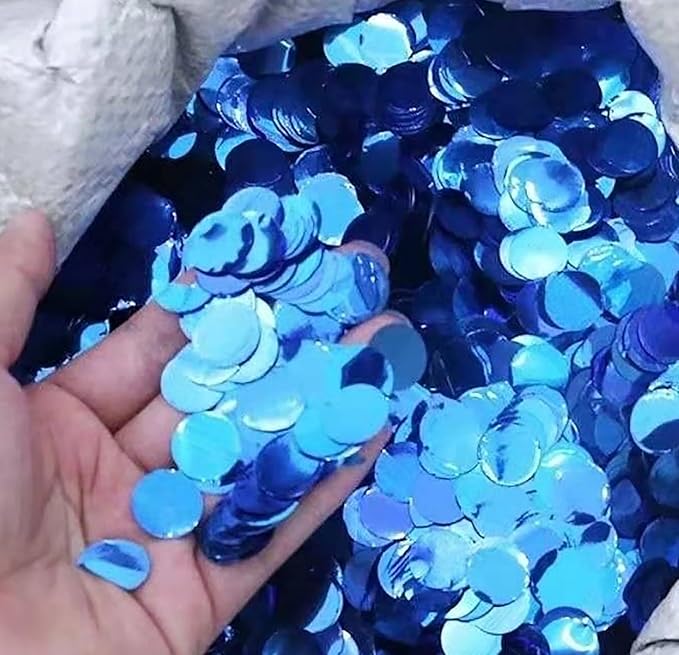 ZOOYOO Blue Foil Confetti, Round Foil Glitter Table Confetti Dots, Sparkling for Wedding Birthday Party Decoration (1.76 OZ, 1.5 cm)