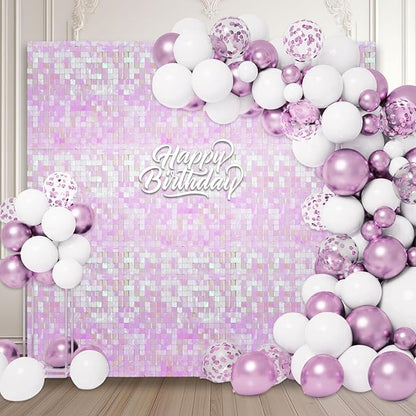12PCS Colorful Light Pink Shimmer Wall Backdrop, Square Sequin Photo Backdrops Panel, Glitter Wall Background for Birthdays, Weddings, Christmas, Engagements, Disco Bachelorette Party Decor (3FTx4FT)