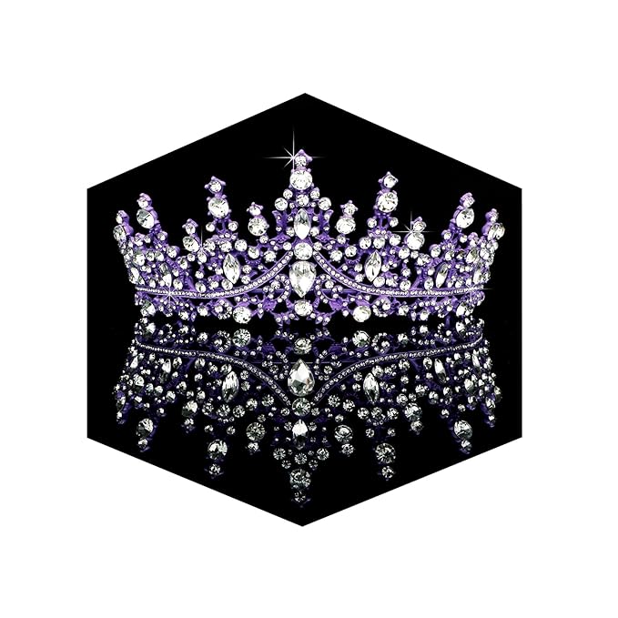 TOBATOBA Tiaras for Women, Dark Purple Tiara Crowns for Women, Wedding Tiara for Bride Queen Crown, Royal Princess Quinceanera Headpieces for Birthday Prom Pageant Halloween Cosplay Accessories
