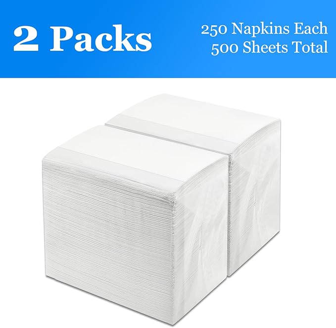 Disposable Fold Napkins, 13"x11.6" 1-Ply 500 Count Paper Dinner Napkins, White Napkins Bulk for Restaurants and Cafes
