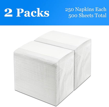 Disposable Fold Napkins, 13"x11.6" 1-Ply 500 Count Paper Dinner Napkins, White Napkins Bulk for Restaurants and Cafes