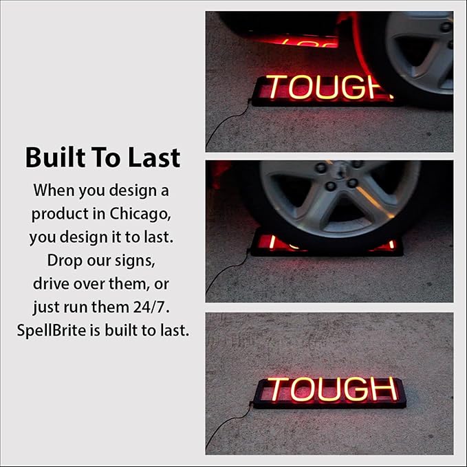SpellBrite Custom Signs for Business | Custom Neon Sign Look, LED Light Source | Changeable 6.3" LED Letters (3 rows, 9 characters)
