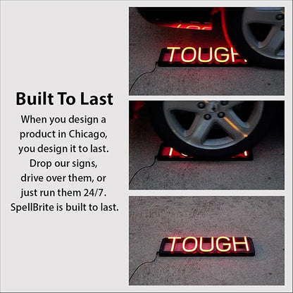 SpellBrite Custom Signs for Business | Custom Neon Sign Look, LED Light Source | Changeable 6.3" LED Letters (3 rows, 17 characters)