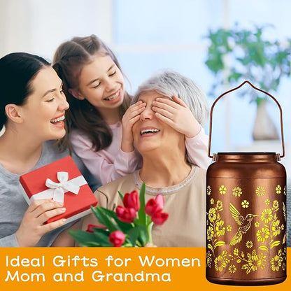Solar Lanterns Outdoor, Waterproof Hanging Metal Solar Lanterns LED Decoration for Garden, Yard, Patio - Perfect Birthday Gifts for Women Mom Grandma(Hummingbird)