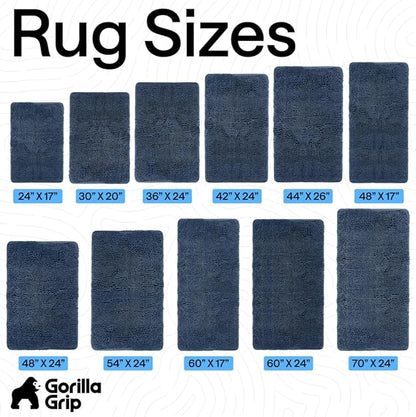 GORILLA GRIP Bath Rug Mat 54x24, Soft Absorbent Chenille, Quick Dry Microfiber Mats, Rubber Backing Washable Shower Floor Rugs, Bathmat Runner, US Designed Bathroom Home Decor Accessories Navy Blue