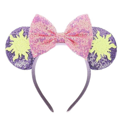 ASAHEL Mouse Ears Headbands Fashion Shiny Bows Mice Ears Birthday Parties Themed Events (Purple Sun, Onesize)
