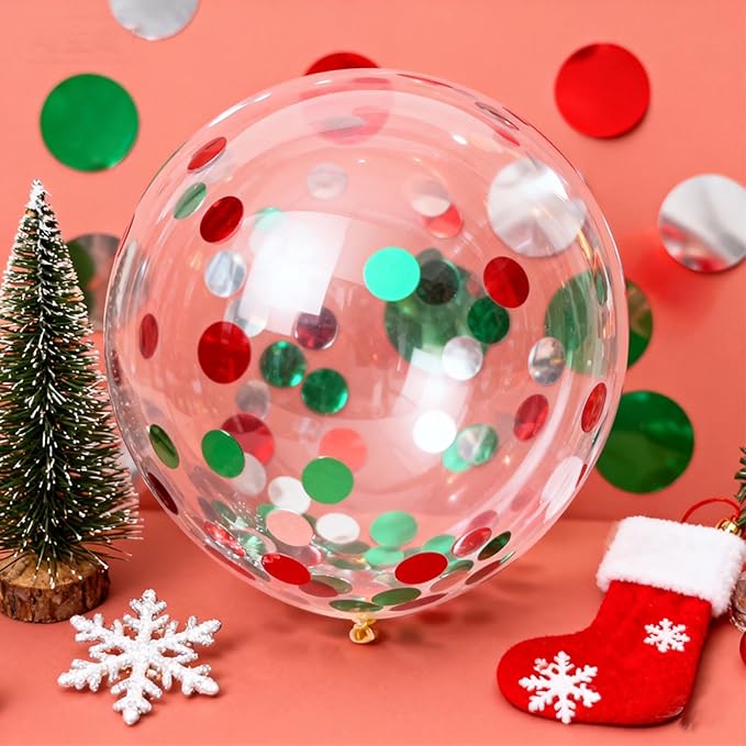 Red White Green Round Metallic Foil Confetti 8000 Pcs Multicolor Christmas Shiny Round Table Confetti for Wedding ，Graduation ，Party Decorations,60g of pack