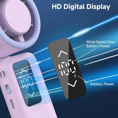 Portable Handheld Turbo Fan, 1-100 Gear Wind, Battery Operated, Up to 23 Working Hours, 3 IN 1 Personal Fan with Air Turbo Tech, Cooling Essentials for Indoor/Outdoor(Purple)