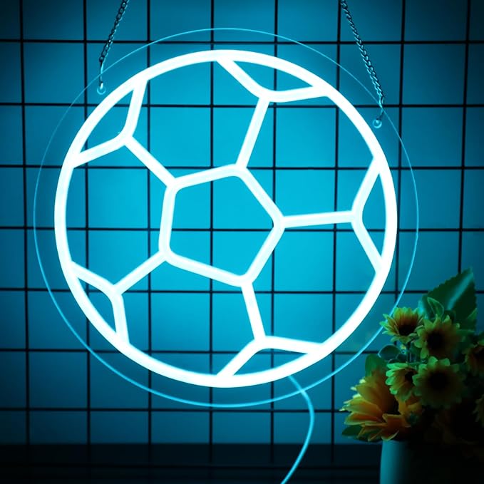 Soccer Neon Sign for Home & Bedroom Decor, Gym & Sports Wall Art - LED Neon Sign, 16''