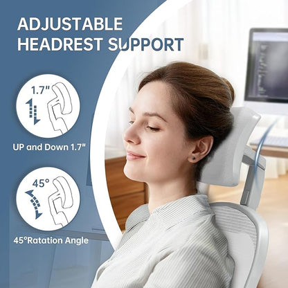 Synorla Office Chair Ergonomic Desk Chair, 330LBS Capacity, High Back Computer Design for Long Hours Comfort, Rolling Swivel Executive Task for Home Office with Flip-up Armrests（Grey）