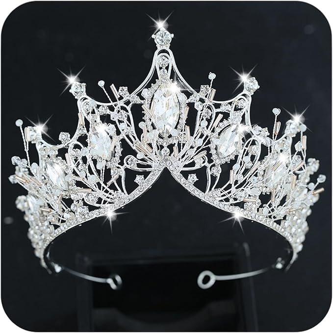 COCIDE Silver Crown for Women Baroque Queen Crown and Tiara for Women Crystal Headband Mermaid Crown Princess Tiaras Hair Accessories for Bride Party Bridesmaids Halloween Costume Cos-play Gift