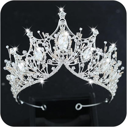 COCIDE Silver Crown for Women Baroque Queen Crown and Tiara for Women Crystal Headband Mermaid Crown Princess Tiaras Hair Accessories for Bride Party Bridesmaids Halloween Costume Cos-play Gift