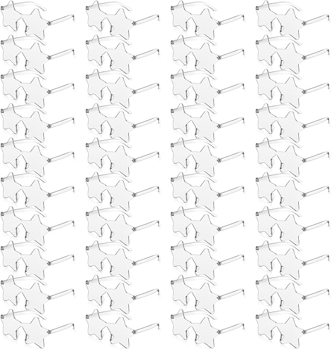 Cindeer 40 Pairs Rimless Star Shape Sunglasses Colorful Transparent Sunglasses Pentagram Glasses for Party