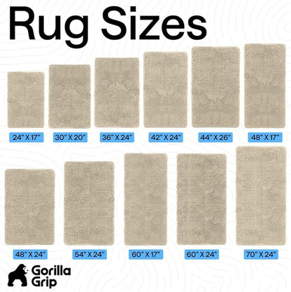 GORILLA GRIP Bath Rug Mat 30x20, Thick Soft Absorbent Chenille, Quick Dry Microfiber Mats, Rubber Backing Washable Shower Floor Rugs, US Designed Bathroom Bathmat Home Decor Accessories, Sand
