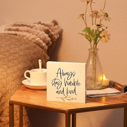 3 PCS Inspirational Wooden Box Signs for Home, Office, Desk Decor, Motivational Affirmations with Rustic Design for Living Room, Bedroom, Kitchen